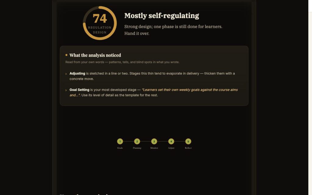 The Self-Regulation Planner: a worked example